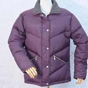 Colebrook & Co Puffer Coat Womens Purple Quilted Duck Down fill Warm Outdoors M